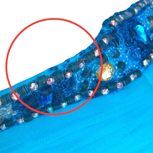 ADDA Turquoise Blue Strapless Fluffy Tulle Skirt Party Dress, L - Picture 10 of 11